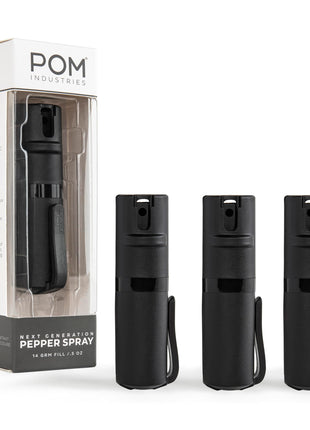 POM Pepper Spray Pocket Clip - Flip Top Safety - Maximum Strength OC Spray Self Defense - Tactical Compact & Safe Design - Quick Key Release - 25 Bursts & 10 ft Range