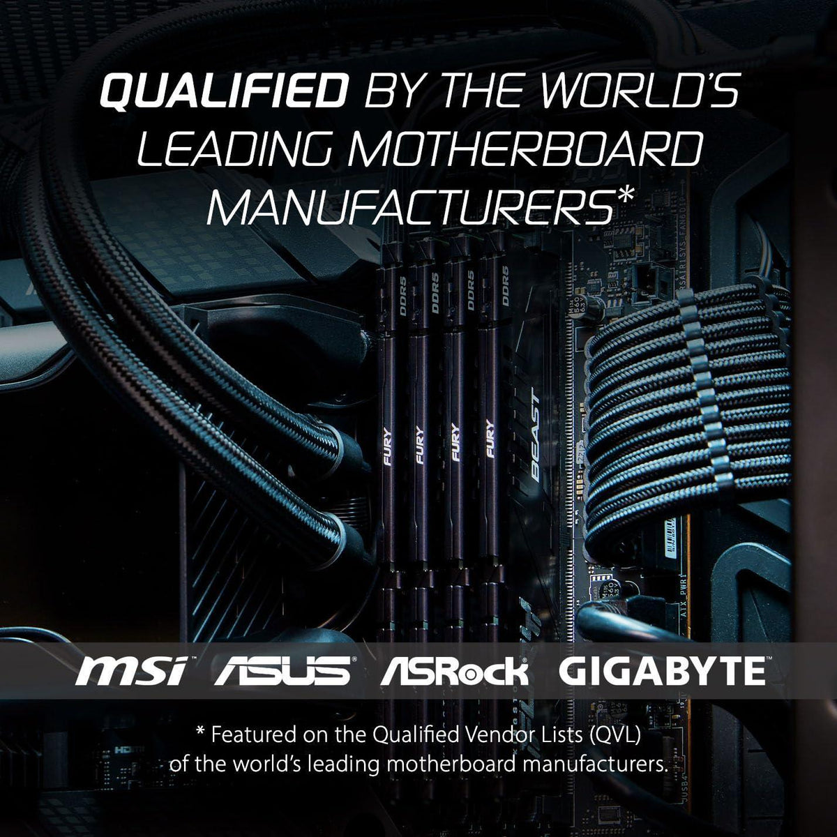 Kingston Fury Beast Black 64GB (2x32GB) 6000MT/s DDR5 CL30 Desktop Memory | AMD Expo | Kit of 2 | KF560C30BBEK2-64