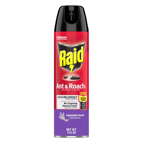 Raid Ant & Roach Killer Aerosol Spray Kills on Contact Keeps Killing for up to 13 Weeks Lavender Scent 17.5 Ounce (Pack of 1)