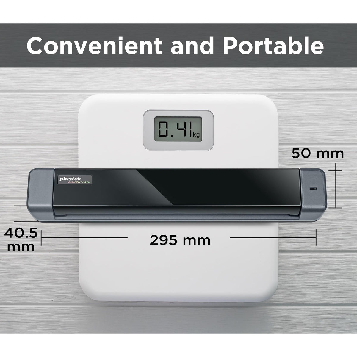 Plustek Mobile Scanner S410 Plus - Portable Sheet-Fed Document Scanner - for Windows 7 / 8 / 10 / 11, Featuring Button-Free Scanning with Included OCR Software
