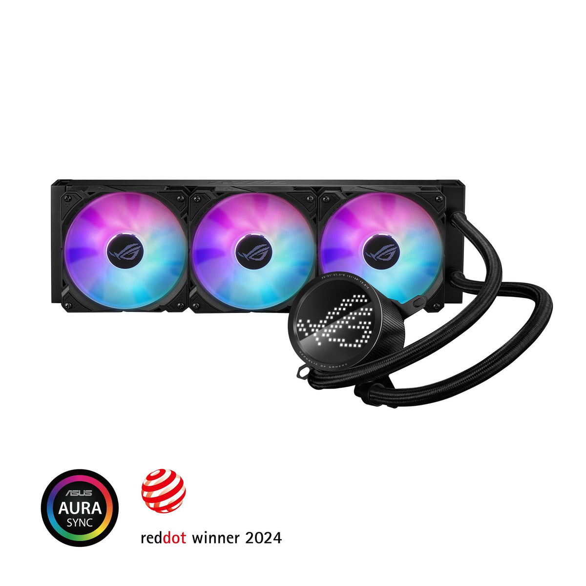 ASUS ROG RYUO III 360 ARGB All-in-one AIO Liquid CPU Cooler 360mm Radiator, Asetek 8th gen Pump Solution, Anime Matrix™ LED Display and ROG AF 12S ARGB Fan.