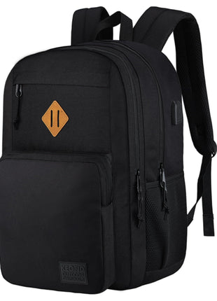 KEOFID Travel backpack for Men and Women, Anti Theft Laptop Backpack with USB Charging Port for Work, Large Bag for College, Carry-on Backpack with Luggage Strap, Water Resistent(Black)