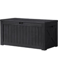 Devoko 120 Gallon Deck Box Resin Outdoor Storage Box Waterproof for Patio, Large Outdoor Storage Bench Lockable for Outside (Black)