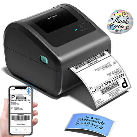 Bluetooth Shipping Label Printer with Built-in Label Bin | D450BT 4x6 Thermal Label Printer for Shipping Packages, Thermal Printers Compatible with Android, iPhone, Windows, macOS, UPS