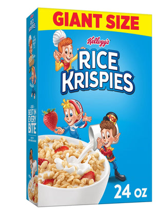 Kellogg's Rice Krispies Cold Breakfast Cereal, 8 Vitamins and Minerals, Rice Krispies Treats, Giant Size, Original, 24oz Box (1 Box)