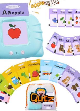 QuTZ ABC Talking Flash Cards for Toddlers 2-4, Autism Toys, Speech Therapy Toys, Educational ABC Learning Talking Sight Words Flash Cards Kindergarten for Boys and Girls, 248 Sight Words Blue