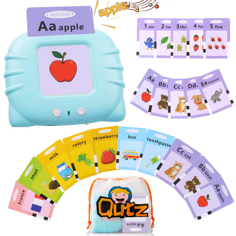 QuTZ ABC Talking Flash Cards for Toddlers 2-4, Autism Toys, Speech Therapy Toys, Educational ABC Learning Talking Sight Words Flash Cards Kindergarten for Boys and Girls, 248 Sight Words Blue