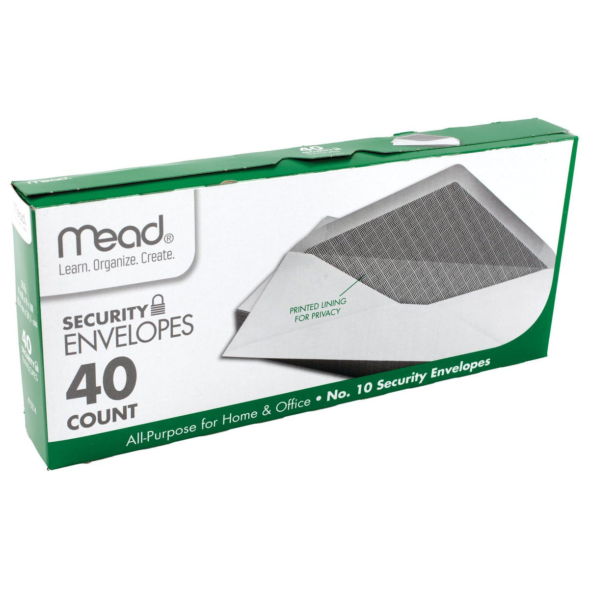 Mead #10 Envelopes, Letter Size, 4-1/8" x 9-1/2", Security Printed Lining for Privacy, Gummed Closure, Windowless, White All-Purpose for Home & Office Mail, 40 Count (75214)