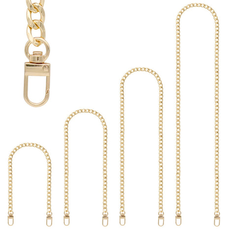 4 Pieces Different Sizes Iron Replacement Flat Chains Iron, Metal Chain Strap for DIY Purse Handbag Shoulder Crossbody Bag Clutch (15.4 Inch, 23.6 Inch, 31. 4 Inch, 47.2 Inch) Gold