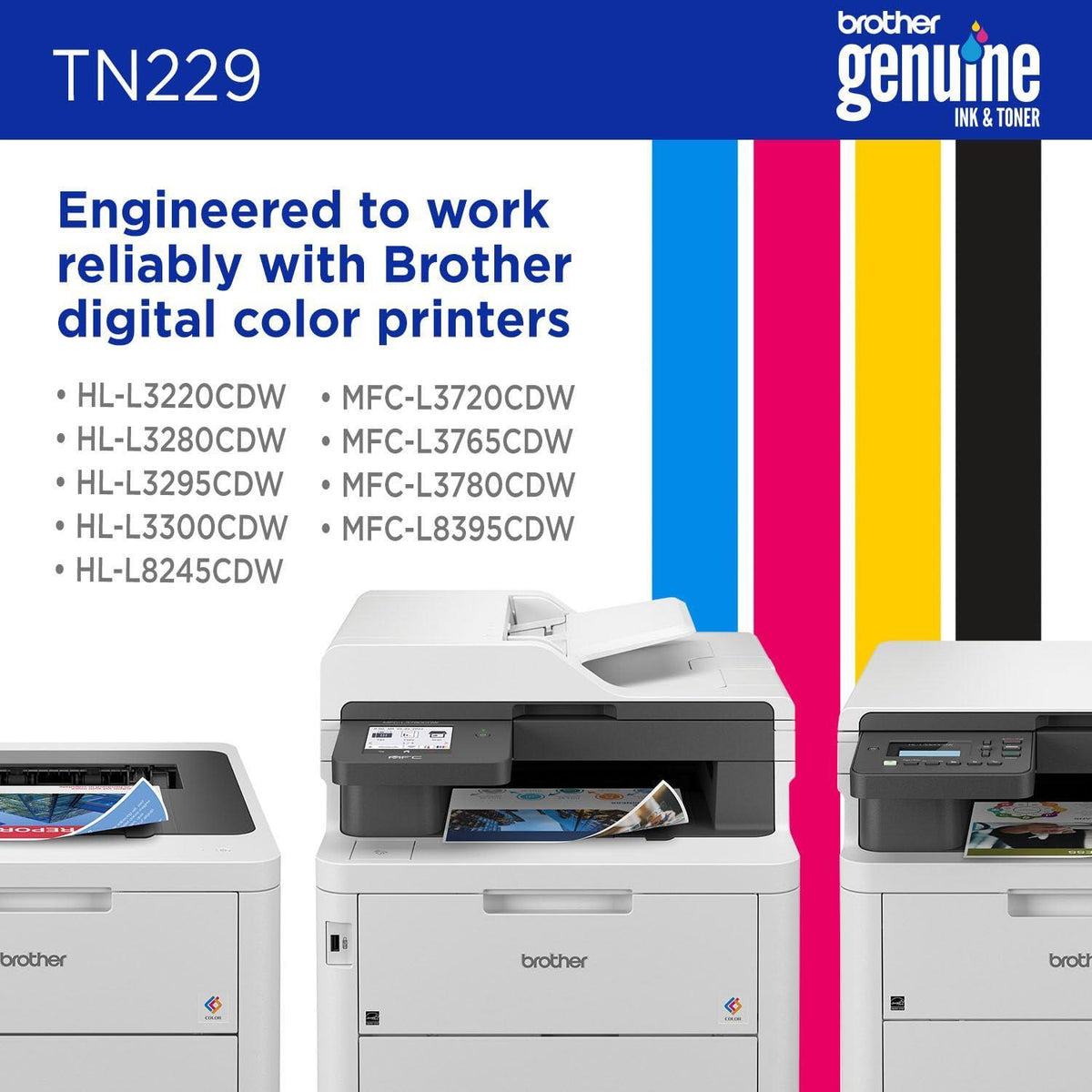 Brother Genuine TN229BK Black Standard Yield Printer Toner Cartridge - Print up to 1,500 Pages(1)