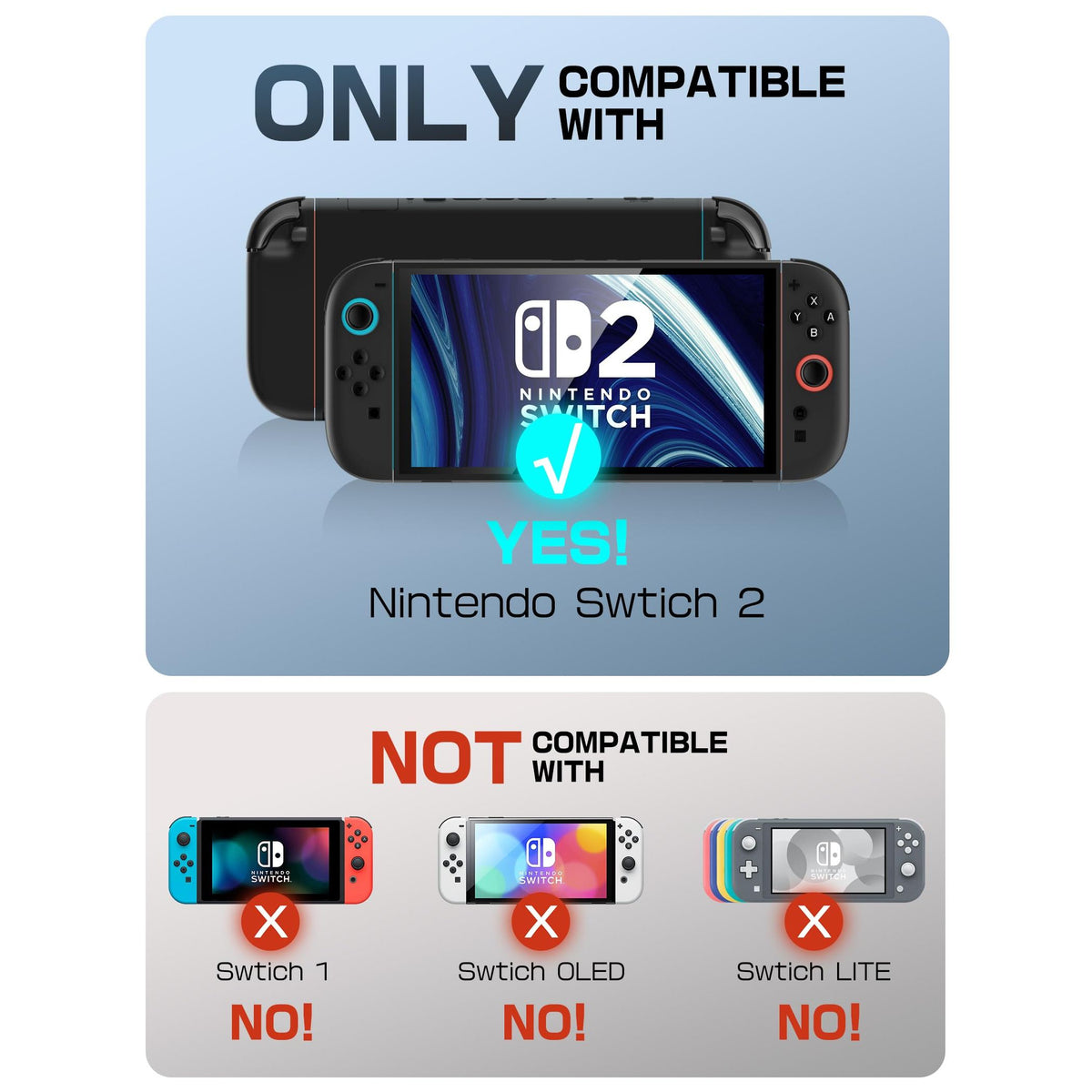 Mumba Dockable Case for Nintendo Switch 2 2025, [Blade Series] TPU Grip Protective Cover Accessories Compatible with Switch 2 7.9 Inch and Quick-Release Joy-Con Design (Black)