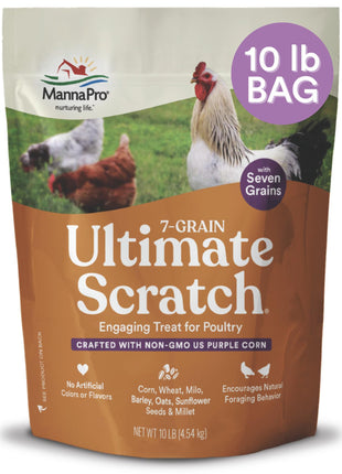 Manna Pro 7-Grain Ultimate Chicken Scratch Treat, Non-GMO, 10 lb Bag | 7-Grain Scratch Treat Blend, Non-GMO Ingredients, Natural Multigrain Recipe, For Chickens, Hens & Backyard Flocks