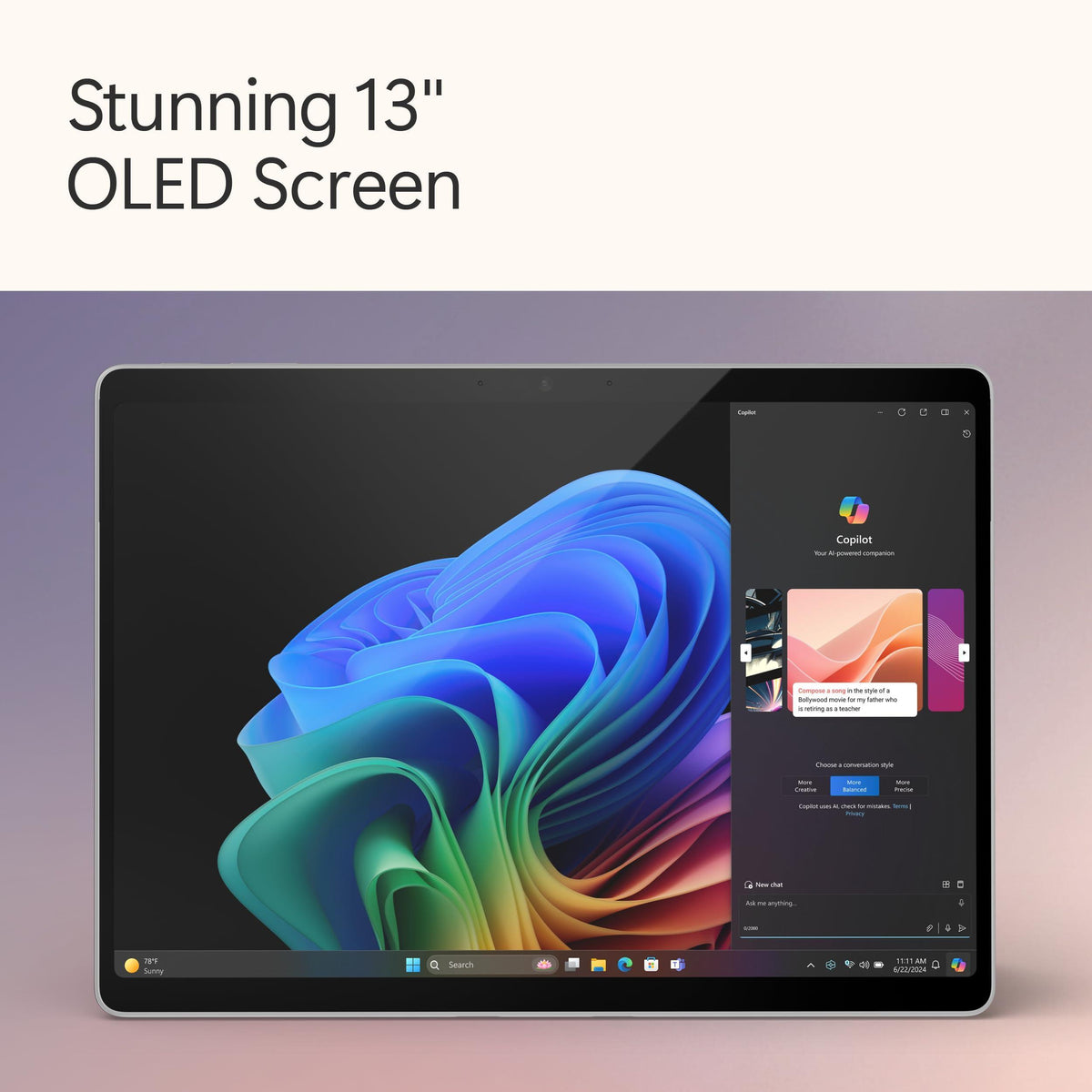 Microsoft Surface Pro 2-in-1 Laptop/Tablet (2024), Windows 11 Copilot+ PC, 13" Touchscreen OLED Display, Snapdragon X Elite (12 Core), 16GB RAM, 512GB Storage, 5G Connectivity, Platinum