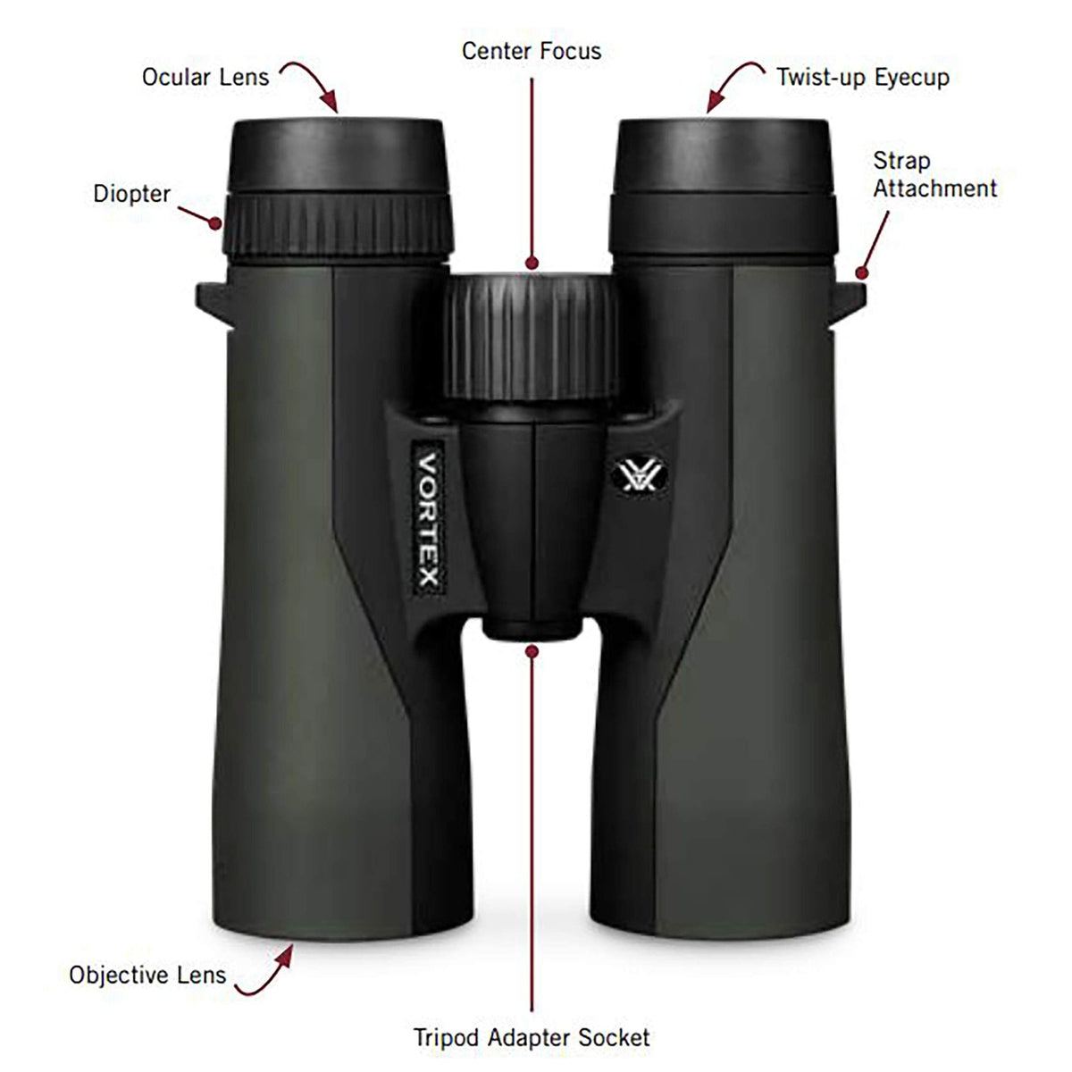 Vortex Optics Crossfire HD 10x42 Binoculars - HD Optical System, Tripod Adaptable, Rubber Armor, Waterproof, Fogproof, Shockproof, Included GlassPak - Unlimited, Unconditional Warranty