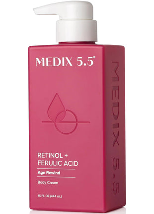 Medix 5.5 Retinol Body Lotion Firming Moisturizer | Crepey Skincare Treatment | Retinol Body Cream | Anti Aging Firming Cream For Women Targets Look Of Crepe Skin, Wrinkles, & Sagging Skin, 15 Fl Oz