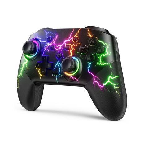 VOYEE Switch Controllers Compatible with Switch/Lite/OLED/PC Windows, Programmable RGB Lightning LED, Wireless Pro Controller with One Key Pairing/Wake Up/Turbo/Vibration