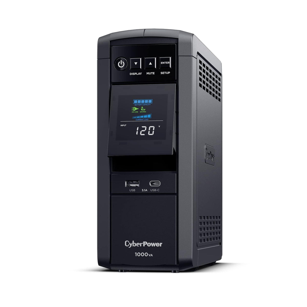 CyberPower CP1000PFCLCD PFC Sinewave UPS Battery Backup and Surge Protector, 1000VA/600W, 10 Outlets, AVR, Mini-Tower; UL Certified