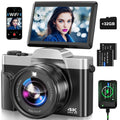 4K Digital Camera for Photography with WiFi, 2025 Latest Auto-Focus Vlogging Camera for YouTube Video 3'' 180° Flip Screen 16X Zoom Anti-Shake 4K Cameras with SD Card, 2 Batteries & Battery Charger