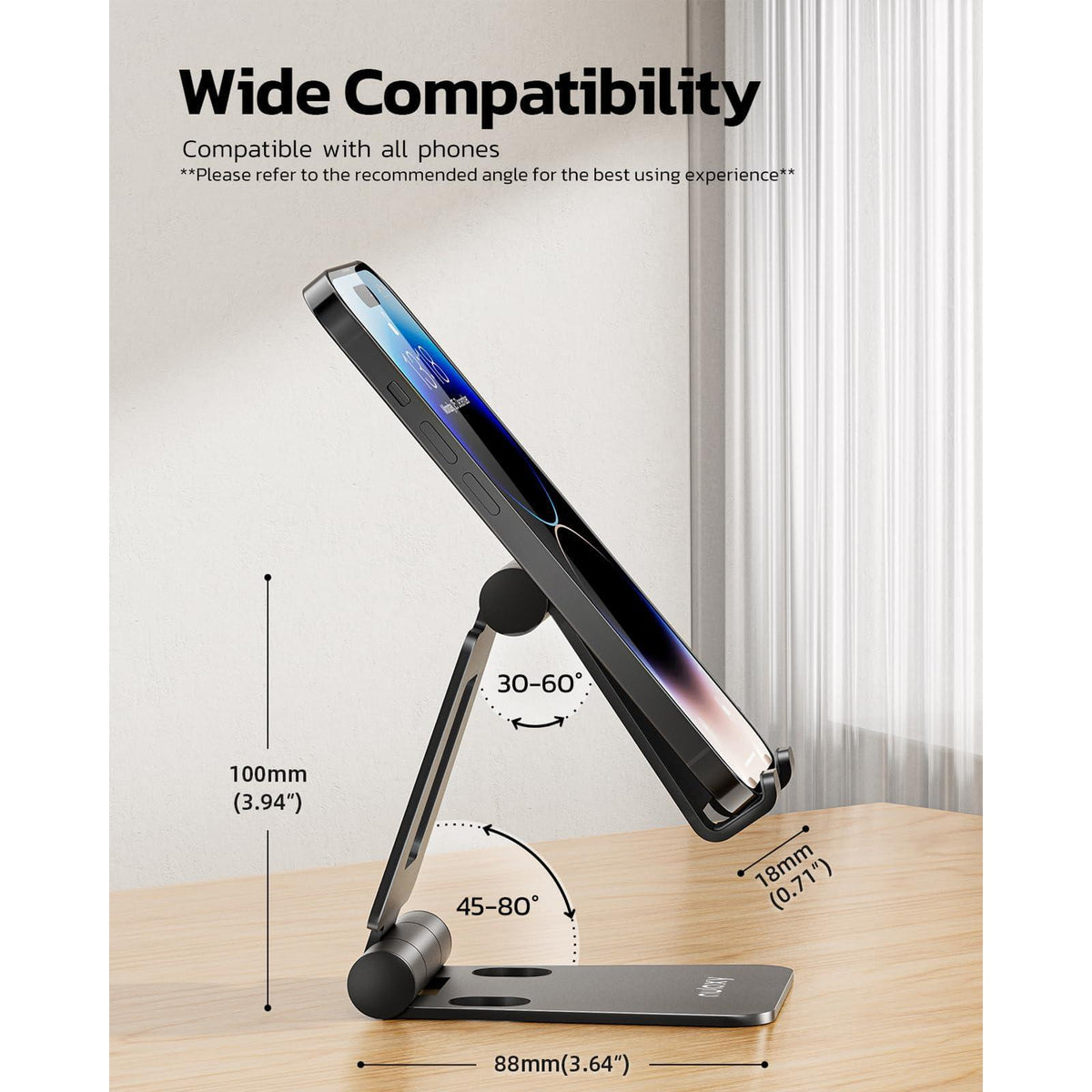 Nulaxy Dual Folding Cell Phone Stand, Fully Adjustable Foldable Desktop Phone Holder Cradle Dock Compatible with Phone 16 15 14 13 12 11 Pro Xs Xs Max Xr X 8, Nintendo Switch, All Phones