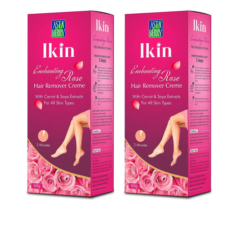 Ikin Rose Hair Remover Cream For All Skin - Bikini Hair Removal Cream For Women & Girls (Pack of 2 (60gm X 2))
