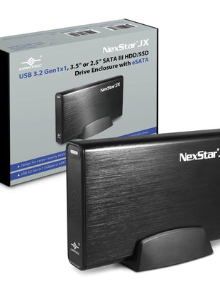 Vantec NexStar JX, USB 3.2 Gen1x1, 3.5" or 2.5" SATA III HDD/SSD Drive Green Enclosure with eSATA (NST-358SU3-BK), Black