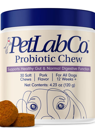 PetLab Co. Probiotics for Dogs, Support Gut Health, Occasional Diarrhea, Digestive Health & Seasonal Allergies - Pork Flavor - 30 Soft Chews - Packaging May Vary