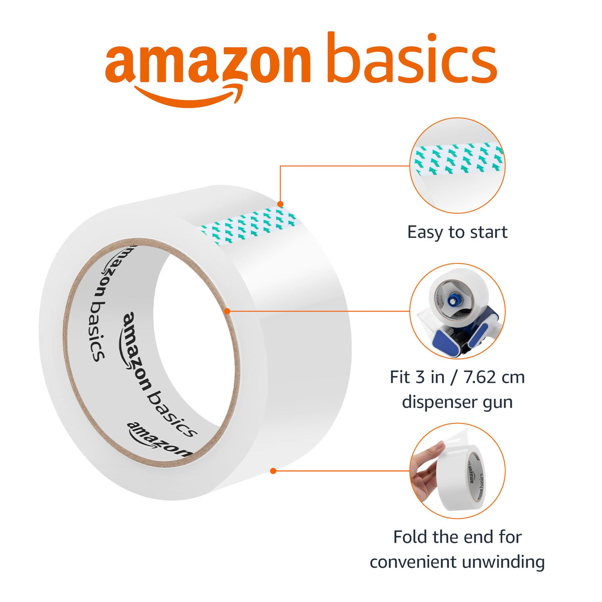 Amazon Basics Strong Plastic Adhesive Packaging Tape for Shipping, Moving and Storage, Clear, Low Odor, 1.88 in x 54.6 yds, 12-Pack