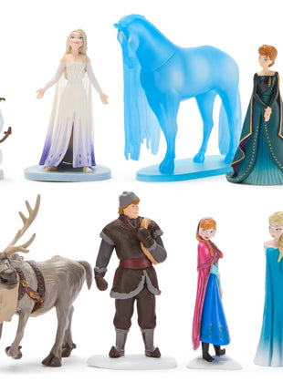 Disney Store Official Frozen Figure Set – 8 Fully Sculpted Disney Figures Including Anna, Elsa, Olaf, Kristoff & More in Double-Tiered Box with Scenic Backgrounds
