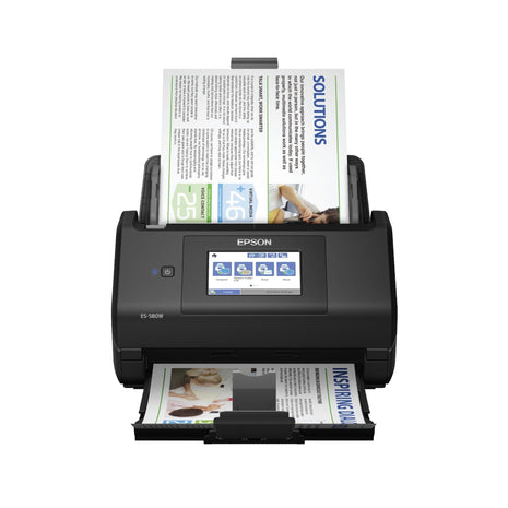 Epson Workforce ES-580W Wireless Color Duplex Desktop Document Scanner | For Computers including PC and Mac 100 Sheet ADF 4.3 in Touchscreen Black