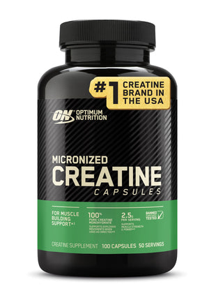 Optimum Nutrition Micronized Creatine Monohydrate Capsules, Keto Friendly, 2500mg, 100 Capsules