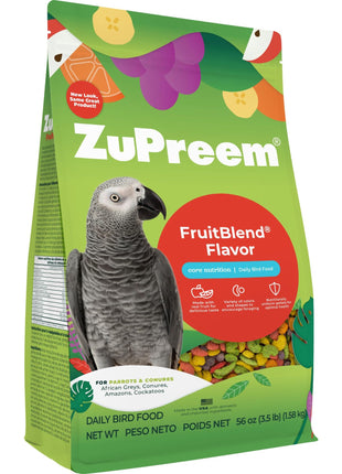 ZuPreem FruitBlend Bird Pellets, Daily Bird Food for Parrot, Conure, Caique, African Grey, Eclectus, Small Cockatoo, Core Nutrition for Medium Large Birds, Parrot Food (ML, 3.5 lbs)