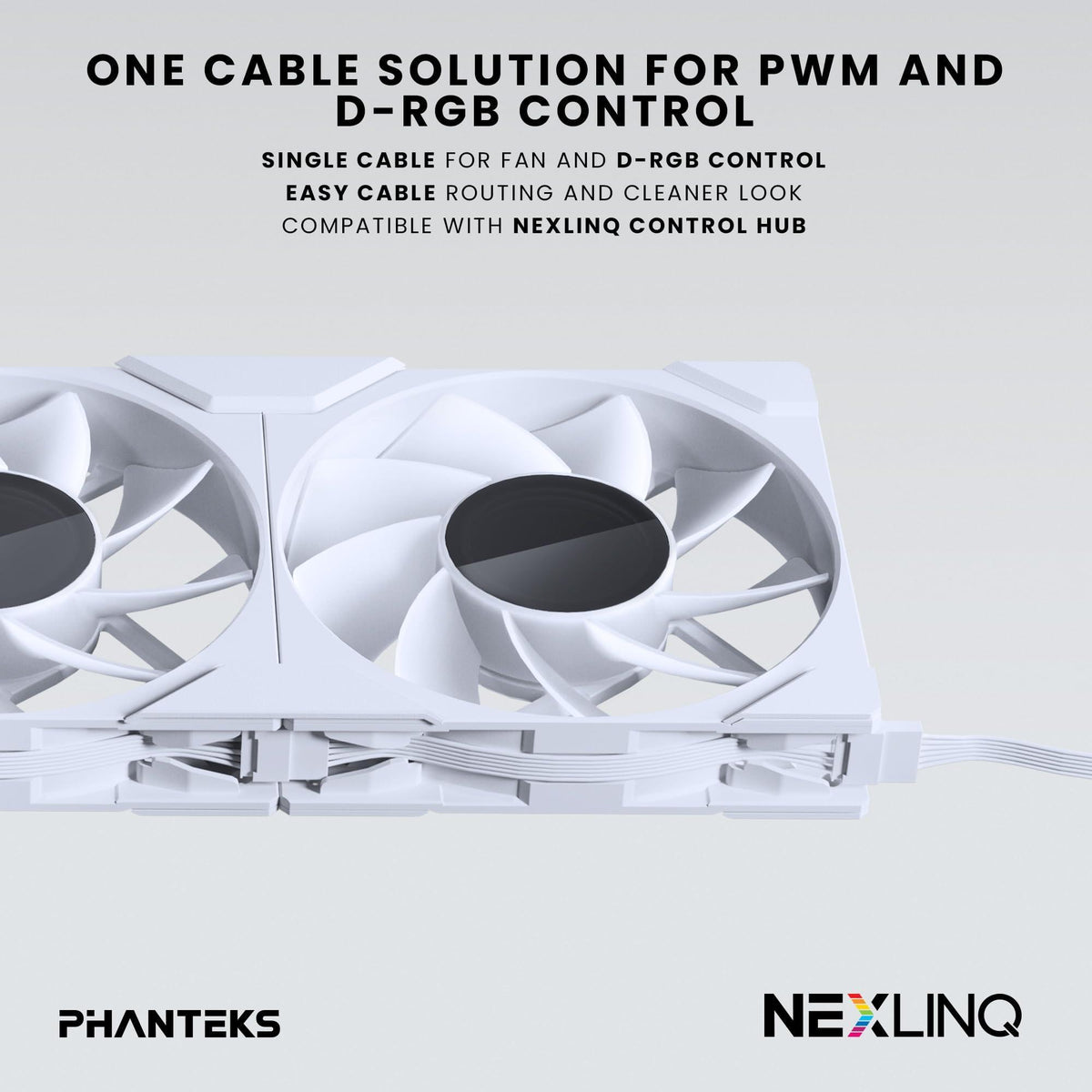 Phanteks M25-120 Gen2 Reversed Blade, 120mm ARGB High Performance Cooling Fans, Daisy-Chain Unified Fan Frame, Infinity Mirror hub, Single Cable Connection, White