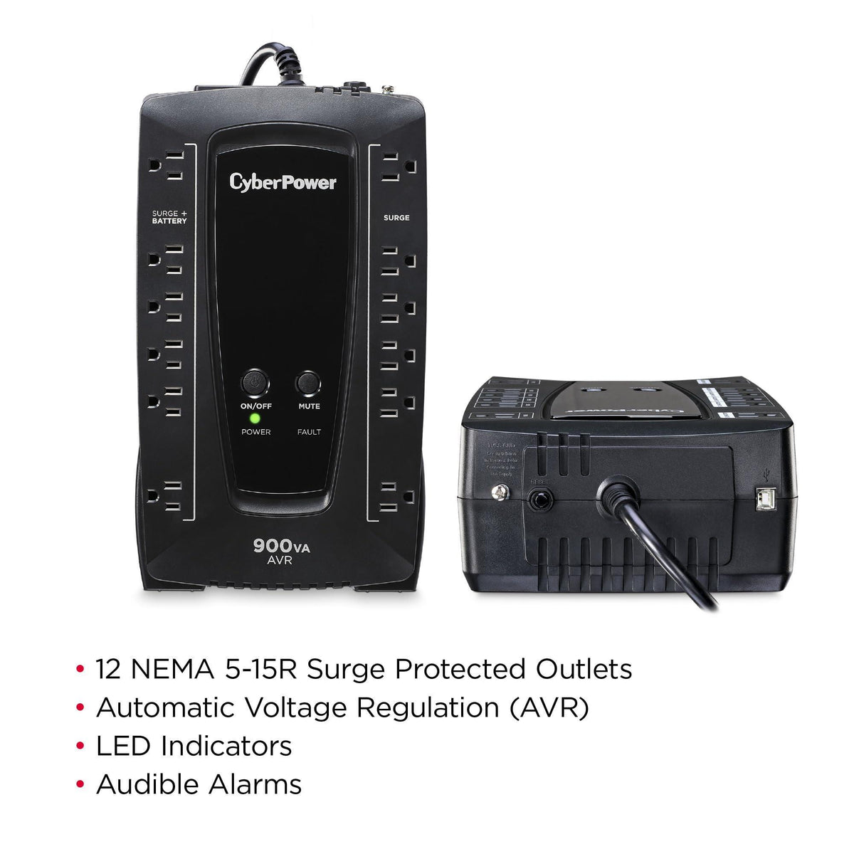 CyberPower AVRG900U AVR UPS System, 900VA/480W, 12 Outlets, Compact