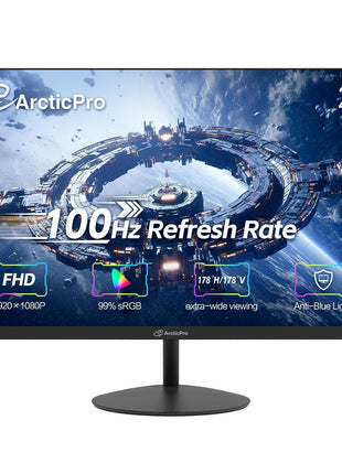 ArcticPro 22 inch 100Hz Monitor, Full HD (1920 x 1080p) Computer Monitor, 105% sRGB, 3000:1 Contrast, 3-Sided Frameless, Ultra Slim, VESA, LowBlue Mode, Tilt Adjust, HDMI *1, VGA*1