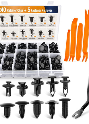 GOOACC 240PCS Bumper Retainer Clips Car Plastic Rivets Fasteners Push Retainer Kit 12 Popular Sizes Auto Push Pin Rivets Set -Door Trim Panel Fender Clips for GM Ford Toyota Honda Chrysler