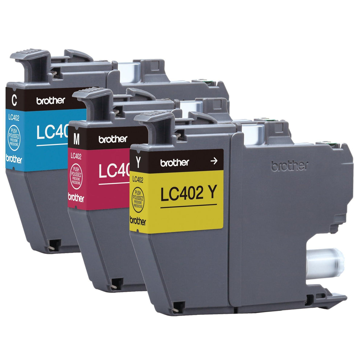 Brother Genuine LC402 3PK 3-Pack of Standard Yield Cyan, Magenta and Yellow Ink Cartridges, Black