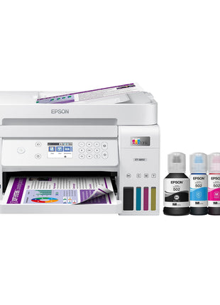 Epson EcoTank ET-3850 Wireless Color All-in-One Cartridge-Free Supertank Printer with Scanner, Copier, ADF and Ethernet – White (Renewed)