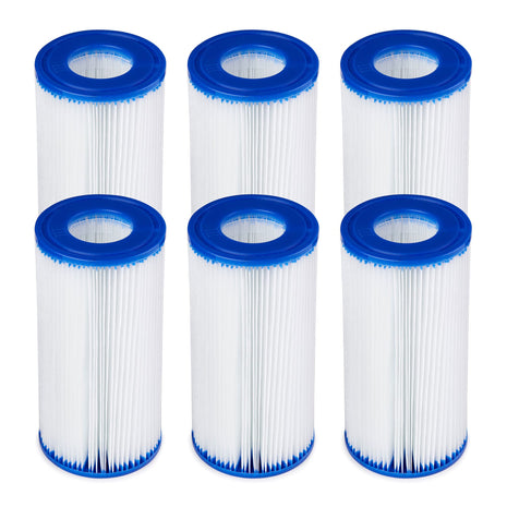 Bestway 58012E Type III/A Outdoor Swimming Pool Filter Pump Cartridge Replacement 4.2 inchx8 inch for Use in 500/800/1500 Gallon Filter Pumps (6 Pack)
