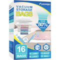 Fygrip 16 Pack Vacuum Storage Bags with Hand Pump, 4 Jumbo + 4 Large + 4 Medium + 4 Small Plastic Packaging Bags, 80% Space Saver Vacuum Seal Bags for Clothing, Travel Lugggage, Blankets, Comforters