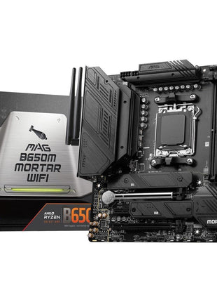 MSI MAG B650M Mortar WiFi Gaming Motherboard (AMD Ryzen 9000/8000/7000 Series Processors,AM5,DDR5,PCIe 4.0,M.2 Slots,SATA 6Gb/s,USB 3.2 Gen 2,HDMI/DP,Wi-Fi 6E,Bluetooth 5.3,2.5Gbps LAN,mATX)