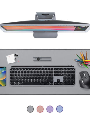 Logitech Desk Mat - Studio Series, Multifunctional Large Desk Pad, Extended Mouse Mat, Office Desk Protector with Anti-Slip Base, Spill-Resistant Durable Design, in Mid-Grey