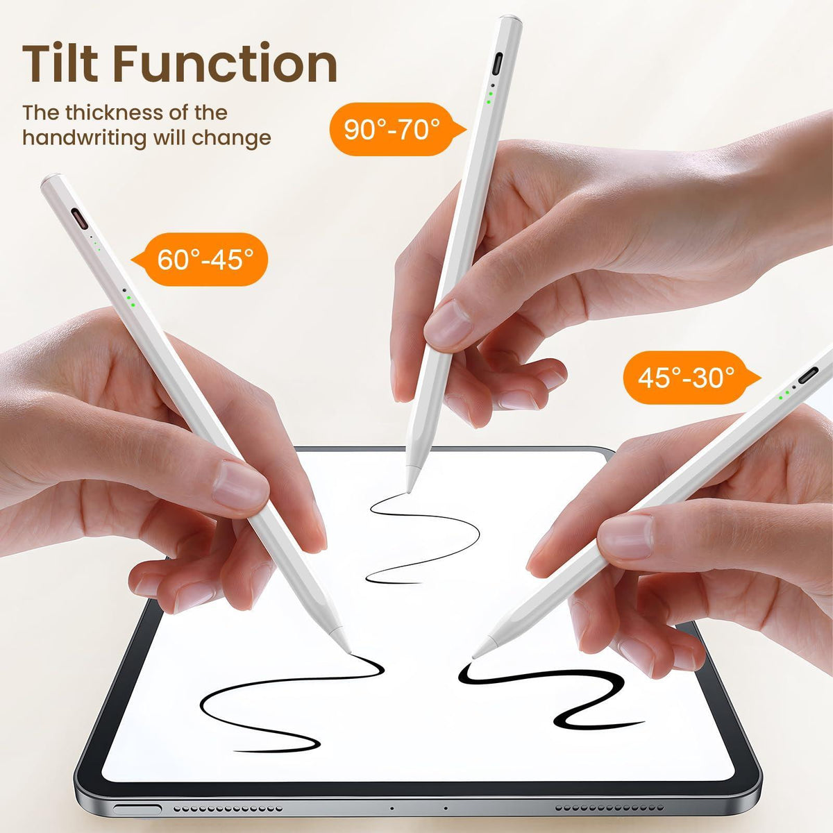 Hastraith Stylus Pen for iPad(2018-2025)-13 Mins Fast Charge with Tilt Sensitivity & Palm Rejection for iPad 11/10/9/8/7/6th Gen, Air 7/6/5/4/3/M3/M2, Pro 13"/12.9"/11"/M4, Mini 7/6/5th,White