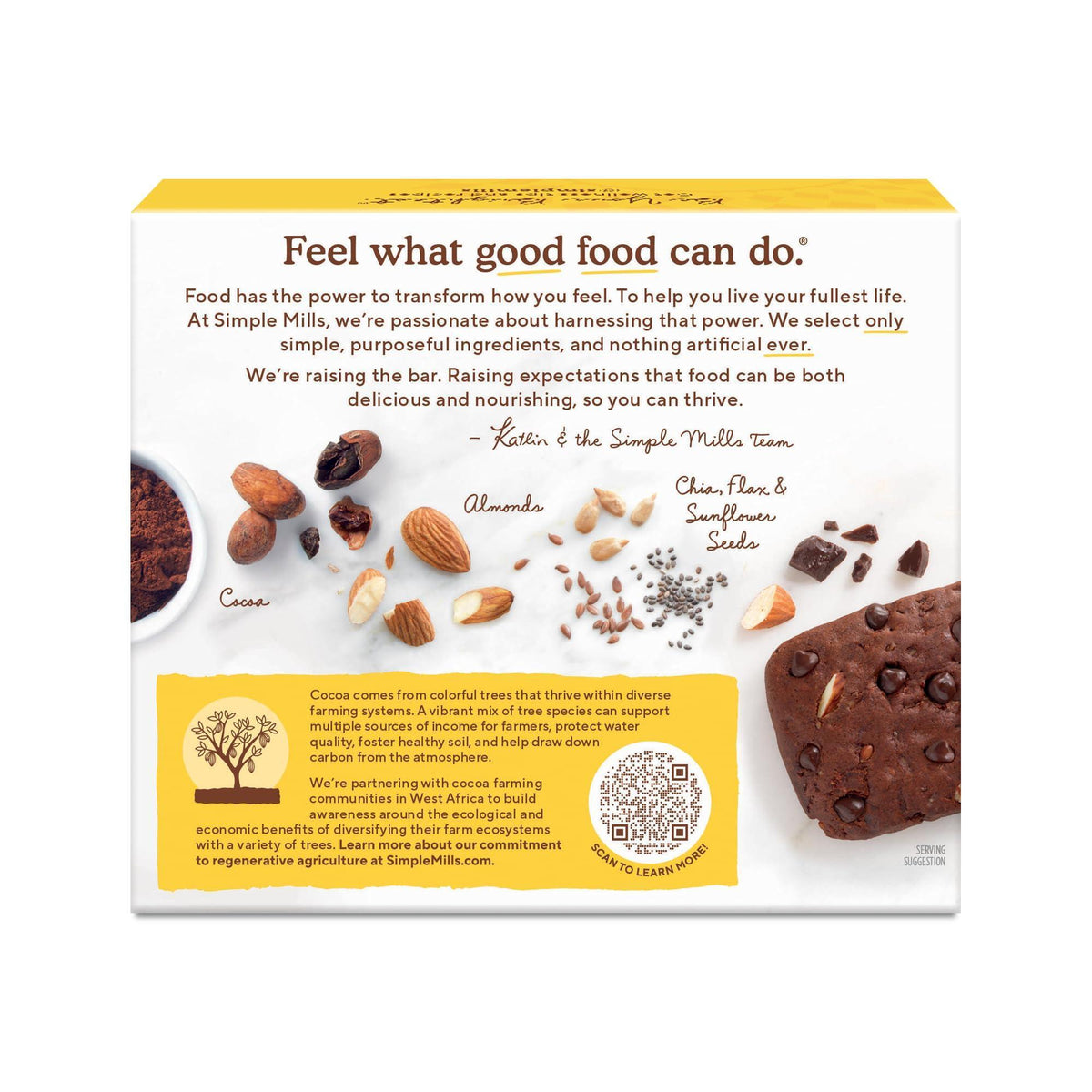 Simple Mills, Bar Almnd Flour Soft Baked Chocolate Brownie 5 Count, 5.99 Ounce