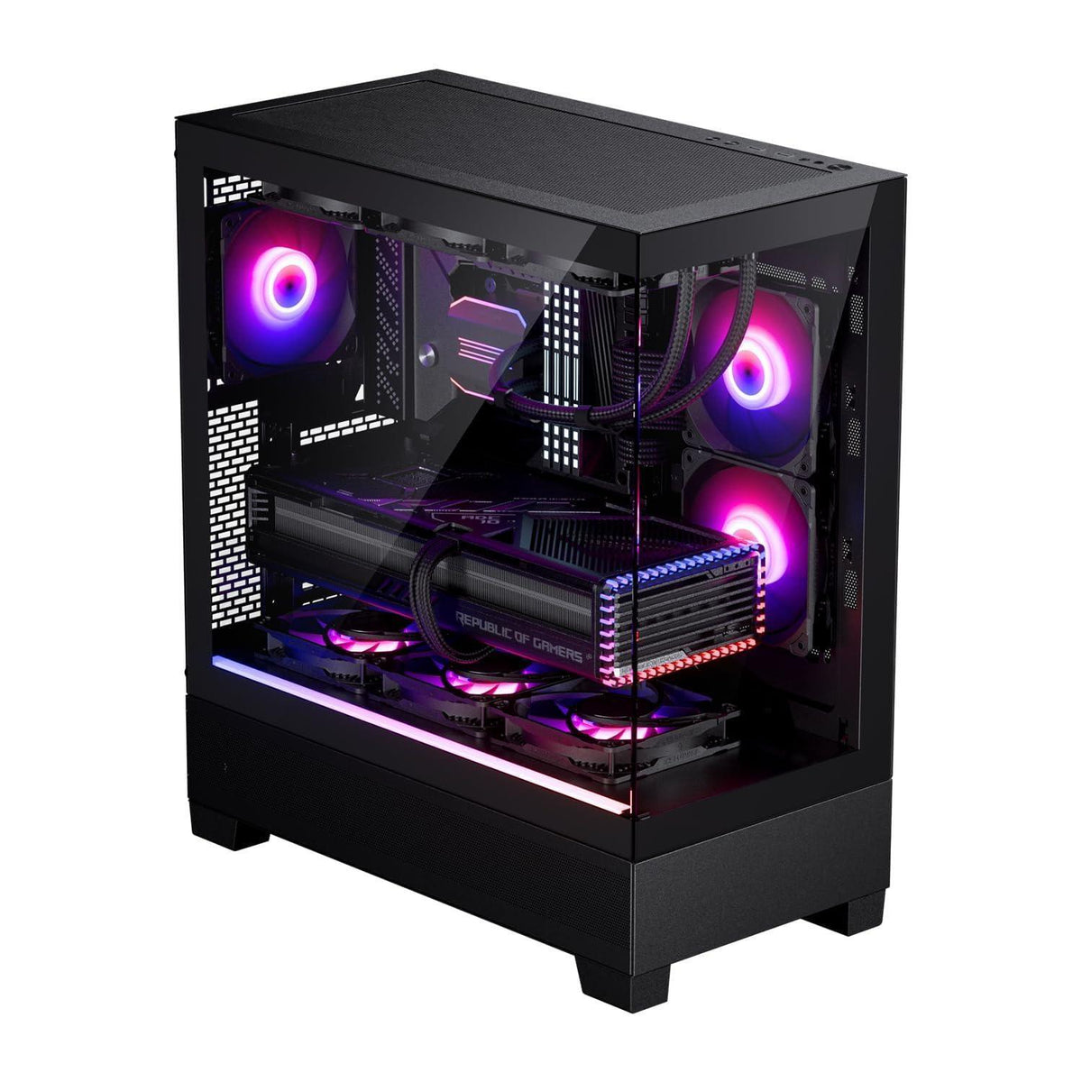 Phanteks XT View, Mid-Tower Gaming Chassis, Tempered Glass Front and Side Window, USB-C 3.2 Gen2, 3X M25-120 D-RGB Fans Included (Black)