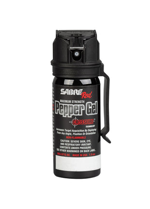 SABRE Crossfire Pepper Gel, Deploys At Any Angle, Maximizes Target Acquisition Against Multiple Threats, Belt Clip For Easy Carry, Fast Flip Top, Max Police Strength OC, Pepper Spray Option 1.5 fl oz