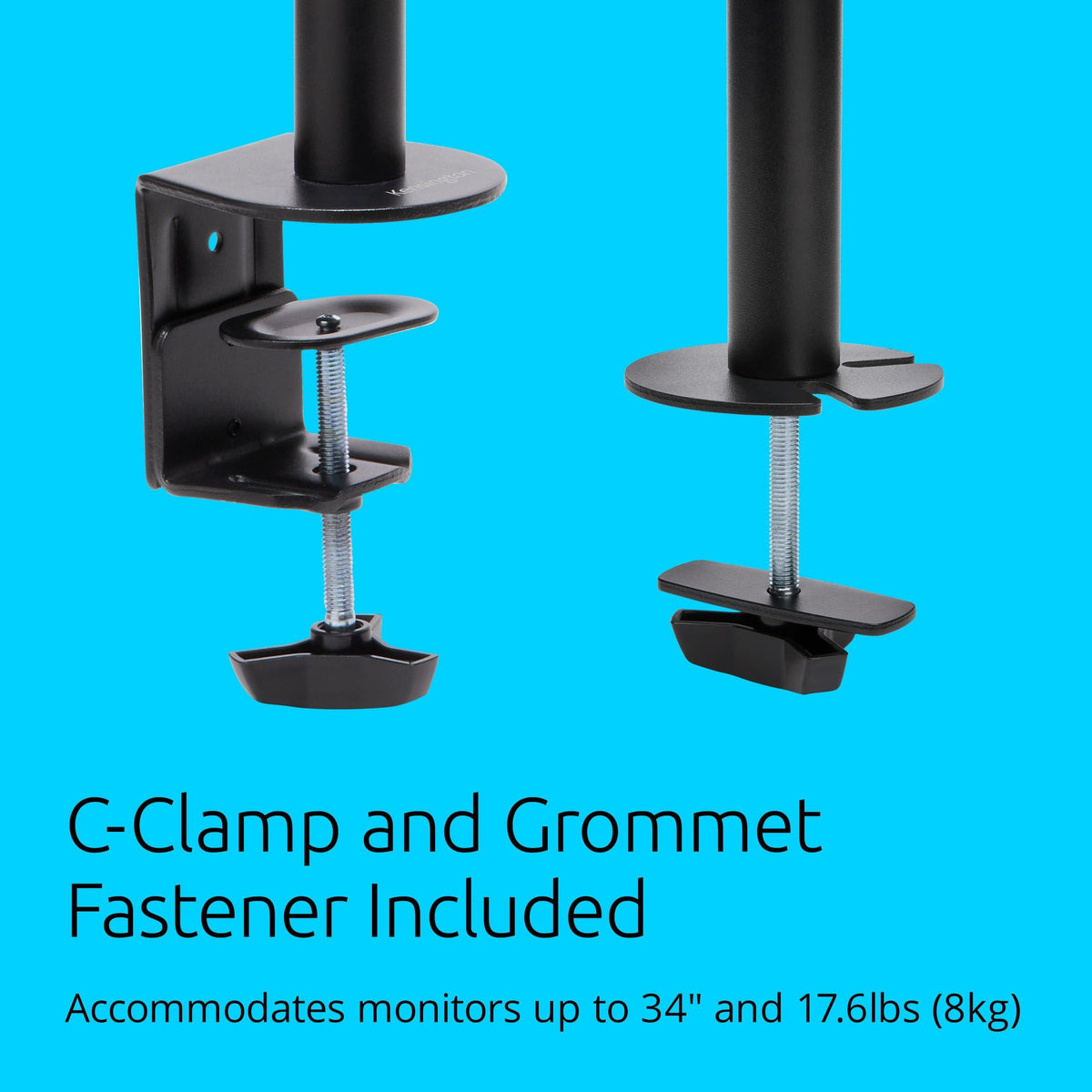 Kensington Dual Monitor Desk Mount, SmartFit Ergonomic Dual Monitor Arm for 2 Monitors Up to 32 inch and 17.6lbs for Office, Home, VESA Mount C-clamp Extended Monitor Stand, Black K55409WW
