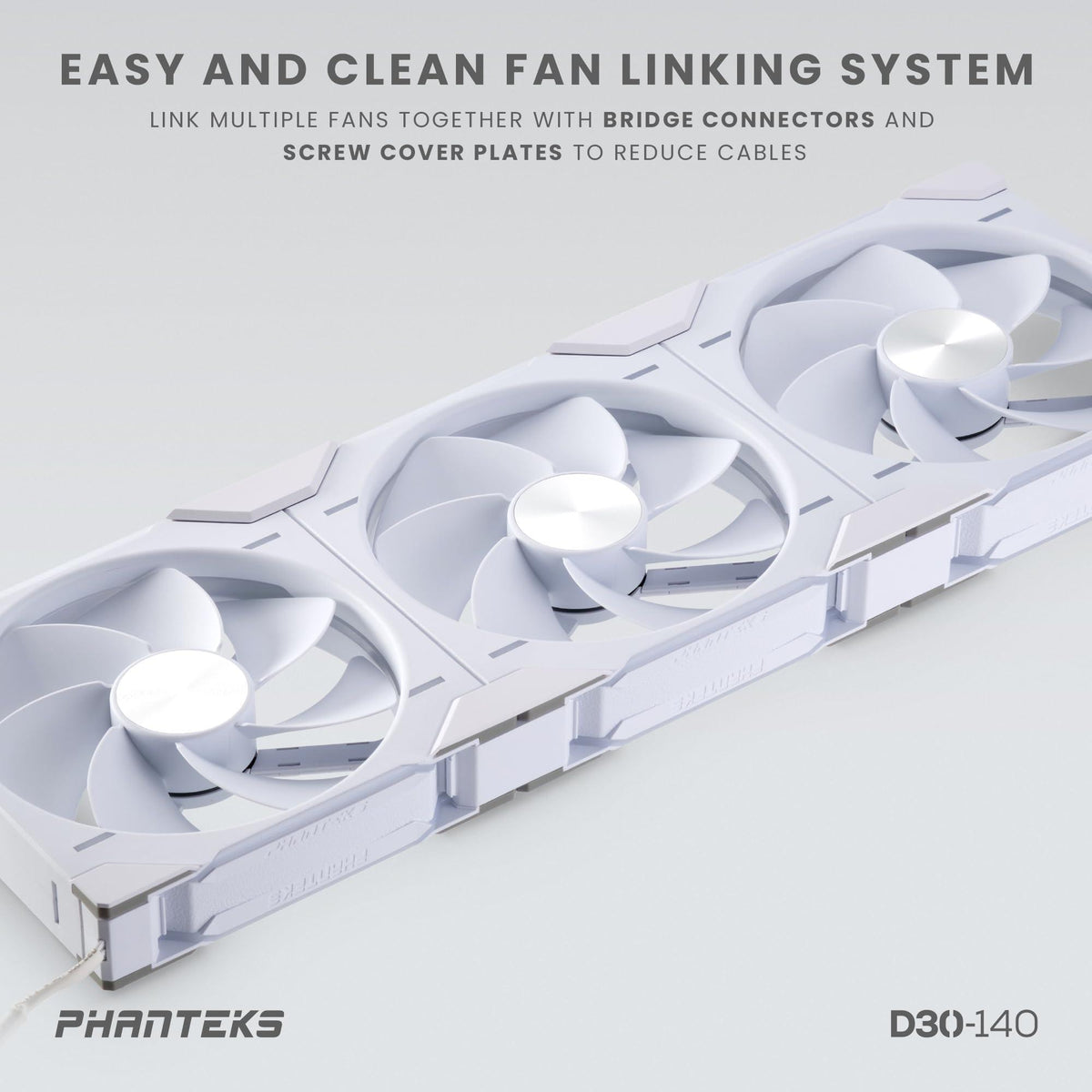 Phanteks (PH-F140D30_DRGB_PWM_WT01) D30-140 DRGB PWM Fan, Premium D-RGB Performance Fan, ARGB/DRGB Lighting, Daisy-Chain Fan Linking System (White)