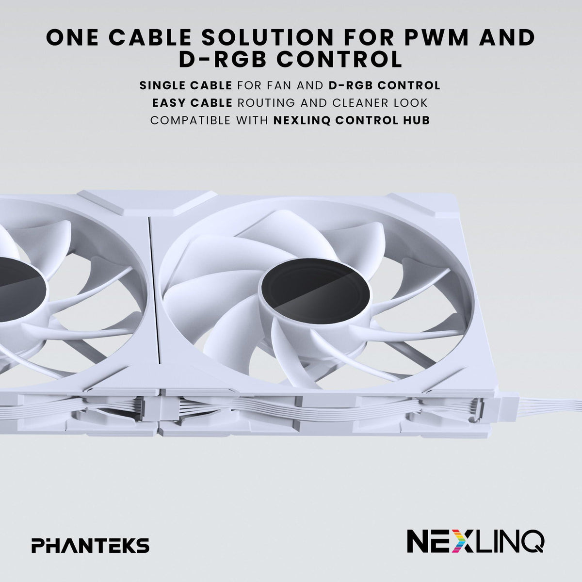Phanteks M25-140 Gen2 Reversed Blade, 140mm ARGB High Performance Cooling Fans, Daisy-Chain Unified Fan Frame, Infinity Mirror hub, Single Cable Connection, White