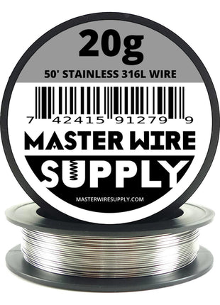 Stainless Steel 316L - 50' - 20 Gauge Wire - 50ft - 0.81mm - 0.032in - Made in USA - Master Wire Supply