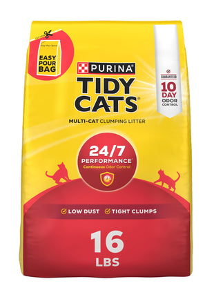 Purina Tidy Cats Clumping Cat Litter Odor Control, 24/7 Performance Multi Cat Litter - 16 lb. Bag